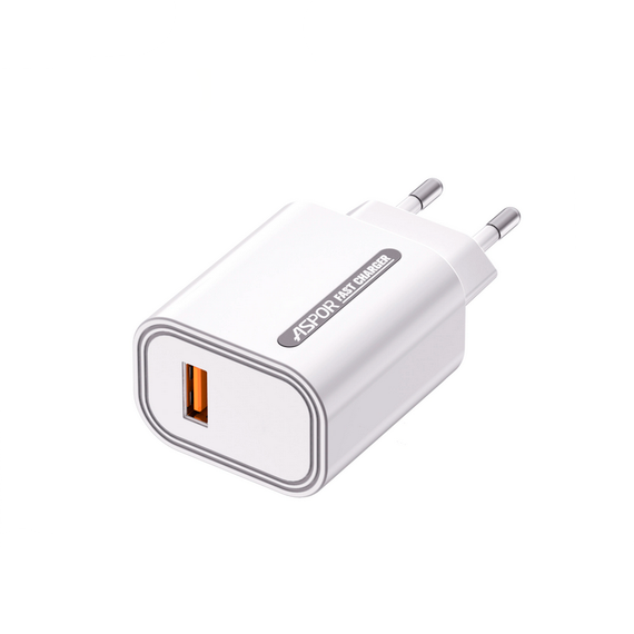 Мережевий зарядний пристрій Aspor A803 (USB/18W) — білий | Зображення 1