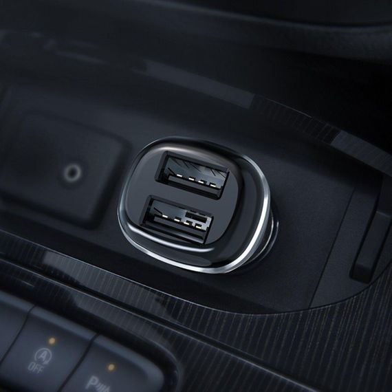 Автомобільний зарядний пристрій BOROFONE BZ13 Extreme dual port car charger Black | Зображення 1