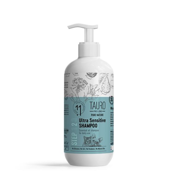 Шампунь для собак та котів з чутливою шкірою Tauro Pro Line Pure Nature Ultra Sensitive, 400 мл