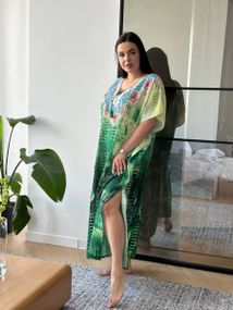 Сукня-туніка з орнаментом зелена PLUS SIZE