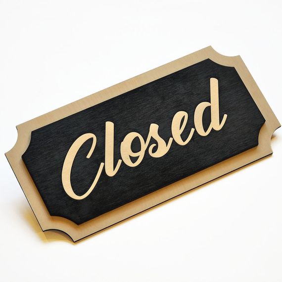 Табличка двостороння Відкрито-Закрито. Дерев'яна вивіска на дверях Open Closed. | Зображення 1