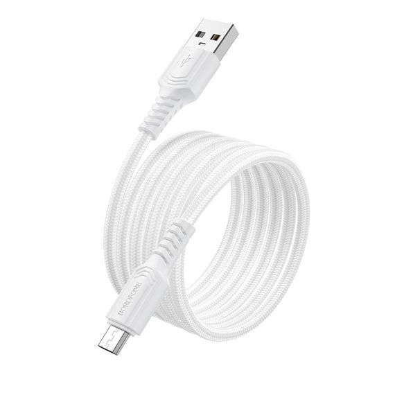 Дата кабель Borofone BX116 Certain USB to MicroUSB 2.4A (1m) White | Зображення 1