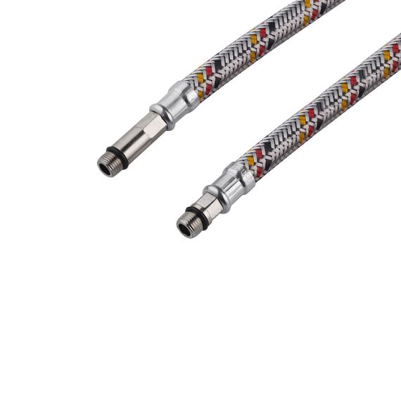 Гнучка підводка для підключення змішувача Kroner KRP 1/2"хМ10 ВЗ 60 см в обплетенні з нержавіючої сталі (пара) | Зображення 2