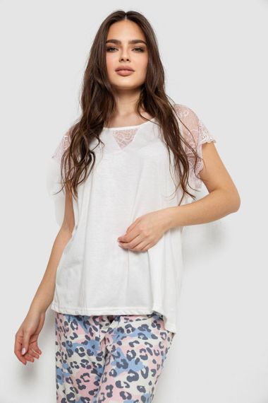 Пижама женская с принтом  -уценка, цвет белый, 243R1602-007-U | Зображення 1