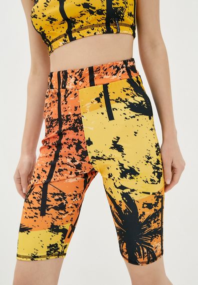 Спортивні шорти велосипедки  4Profi з принтом "Тропік" помаранчевий розмір M дайвінг 17906