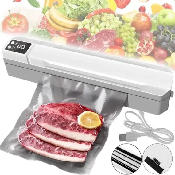 Вакуумний пакувальник пакетів Vacuum Sealer / Автоматичний побутовий вакууматор з пакетами, вакуумайзер для пакування та | Зображення 1