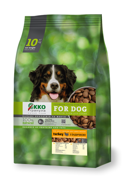 Сухий корм Екко гранула преміум для собак з індичкою, чотирилисник 5кг