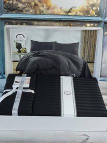 Постельное белье Romeo Line siyah Сатин-страйп Хлопок Евро размер