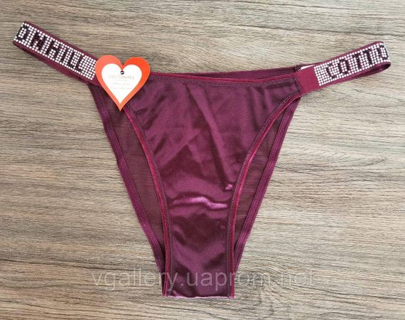 Жіночі трусики зі стразами Cotton Hill, жіночі трусики танга Котон Хіл, жіночі трусики сліпи зі стразами Бордо