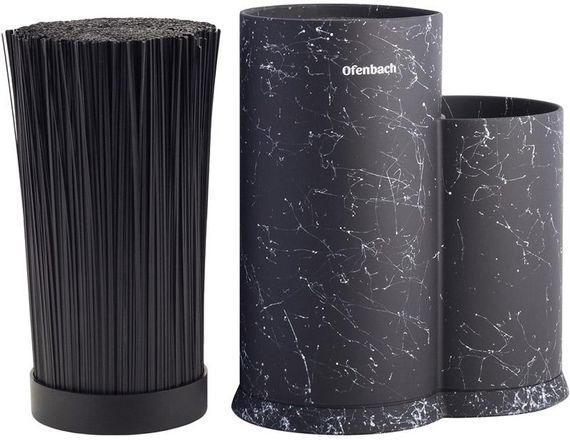 Підставка-колода Ofenbach Black Marble для кухонних ножів і ножиць 20х12х22.5см, подвійна кругла | Зображення 3