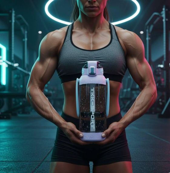 Бутылка TKK 1400 мл - Фиолетовая Tritan BPA-free, ударопрочная, спортивная с двойной системой переноски | Зображення 9