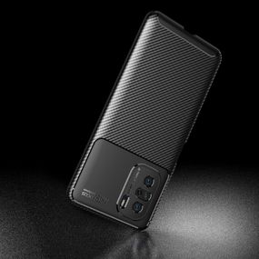 Чехол-накладка AutoFocus Карбон  Poco F3 с усиленной защитой (TPU) Черный