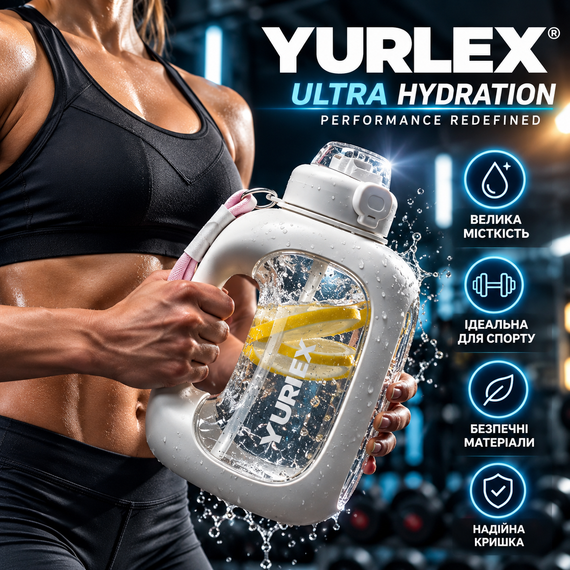 Спортивна еко-пляшка YURLEX 1500 мл (1,5 л) — бежева градієнтна пляшка для води, матовий корпус, ручка та трубочка | Зображення 9