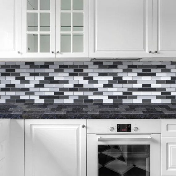 Самоклеюча поліуретанова плитка чорна сіра молочна цегла 305х305х1мм  (D) SW-00001329 | Зображення 7