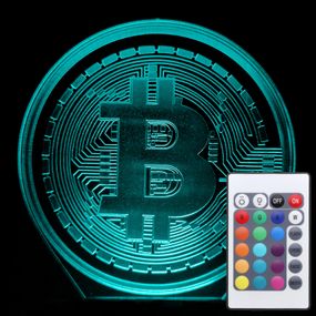 Акриловый светильник-ночник с пультом 16 цветов Биткоин tty-n001127