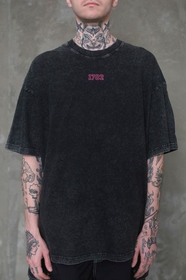 Виварена Оверсайз Футболка Without Washed З Принтом Pink 1702 Black | Зображення 1