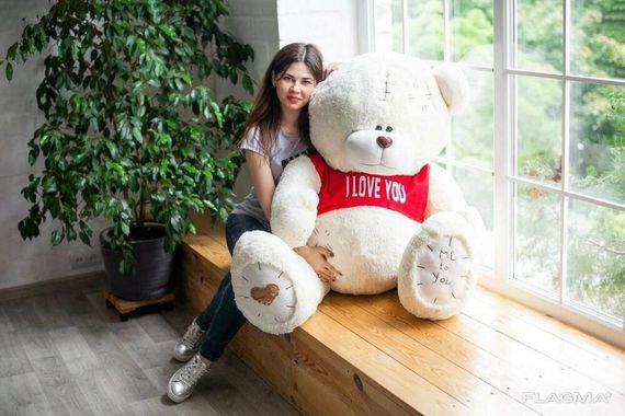 Мишка с латками плюшевый в футболке Yarokuz Me To You 160 см Молочный | Зображення 4