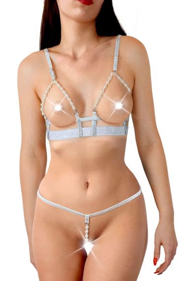 Набір білизни з намистинами Art of Sex Sweet Angel Білий XS/S/M