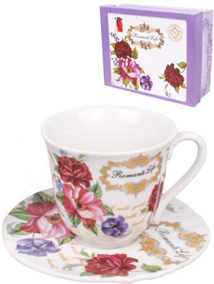 Кавова чашка Romantic Life 90мл із блюдцем у подарунковій коробці | Зображення 2