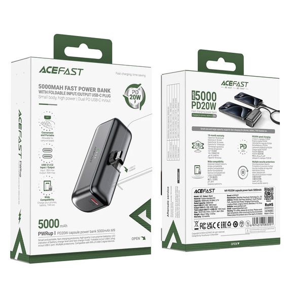 Портативний ЗП Power Bank Acefast M9 PD20W 5000 mAh Black | Зображення 5