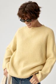 Тепла в'язана кофта з рукавами реглан - лимонний цвет, ONE SIZE (є розміри)