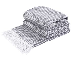 Плед бавовняний зіг-заг сірий Love You 140 x 200 см