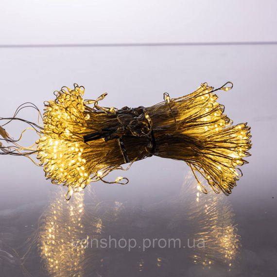 Новорічна гірлянда кімнатна штора роса Хвойна лапа 3х3 м 600 LED Жовте світло D600LED3MY | Зображення 6