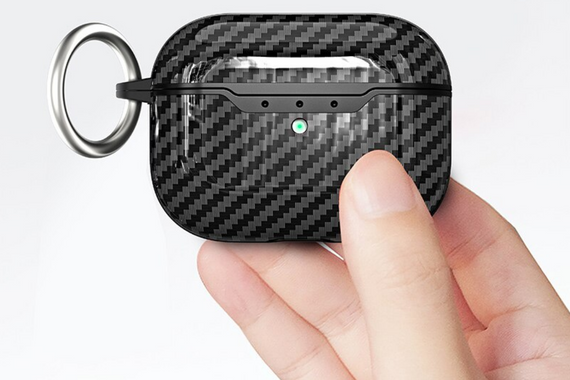 Силиконовый чехол Primo Carbon Fiber для AirPods Pro 2 - Black | Зображення 1