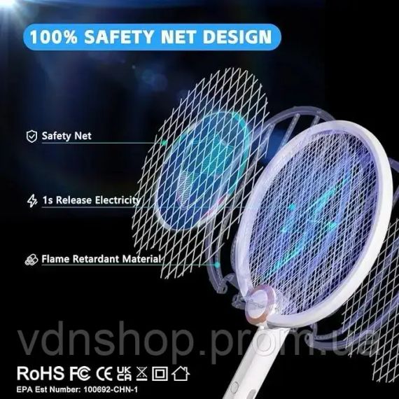 Електрична мухобійка Buzzeap, складна електрична мухобійка 3 в 1, електрична мухобійка | Зображення 1