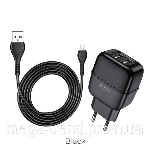 Адаптер мережевий Hoco Lightning cable Highway C77A |2USB, 2.4A|
