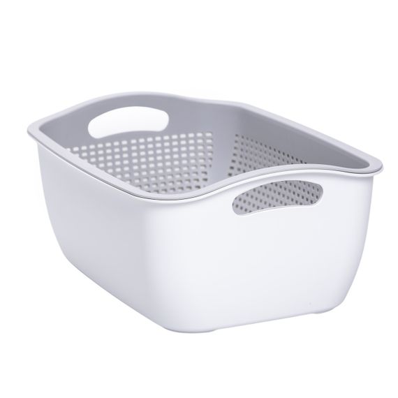 Кошик-друшлак 2 в 1 для миття овочів, фруктів і зелені 29,5×21×11 (см) Сірий HP-45-6G | Зображення 4