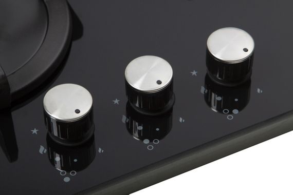 Газова панель три конфорки Ventolux HG430-G3G CEST (BK) чорне скло | Зображення 3