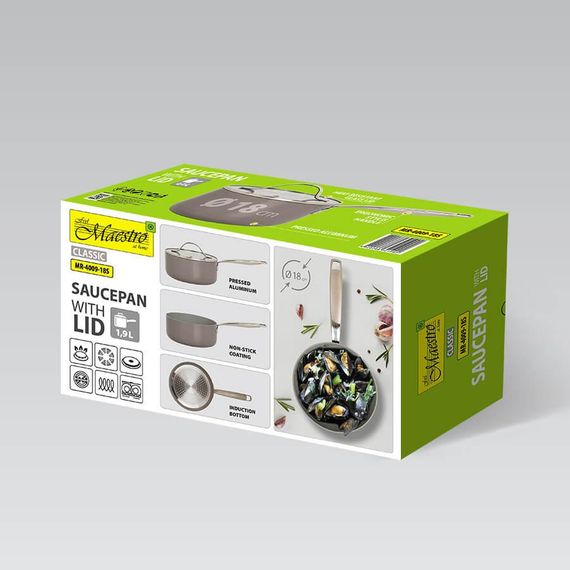 Кухонний ковш Maestro MR-4009-18S, 1.9 л, 18 см, алюмінієвий з антипригарним покриттям | Зображення 5