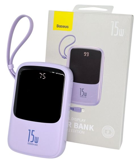 Power Bank 10000 mAh 15 W BASEUS реальна ємність з кабелем зовнішній акумулятор павербанк