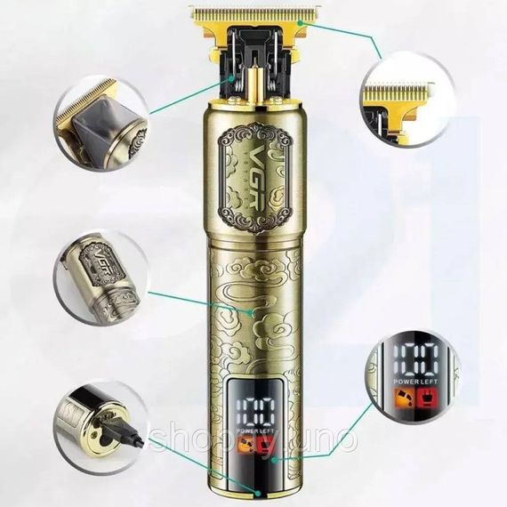 Тример VGR V-073 акумуляторний для бороди та волосся ∙ Акумуляторна машинка для стрижки від USB + 4 насадки VGR V-073 | Зображення 4