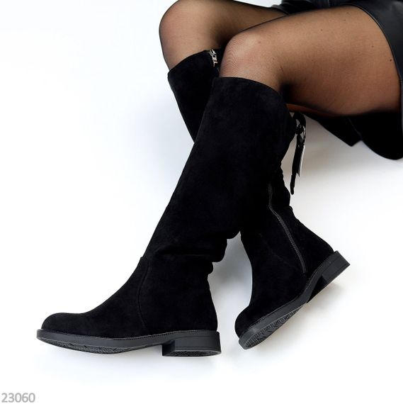 Повсякденні високі чорні замшеві чоботи єврозима низький хід