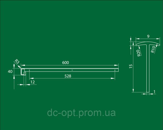 Планка стыковочная R3 прямая на столешницу 38мм ДС СтандартЛайн | Зображення 1
