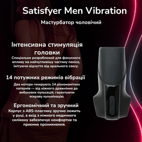 Вібро-мастурбатор Satisfyer Men Vibration для імітації мінету та стимуляції головки