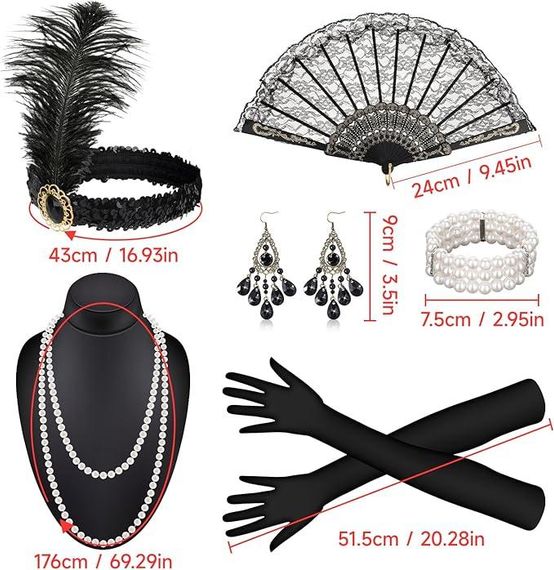 Платье в стиле 20-х коктейльное с аксессуарами женский ретро образ Гэтсби Чарльстона для Хэллоуина выступления | Зображення 3