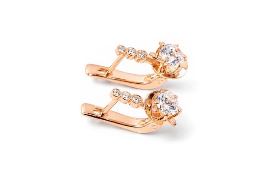 Женские серьги из красного золота  с фианитами S-0405 | Зображення 3