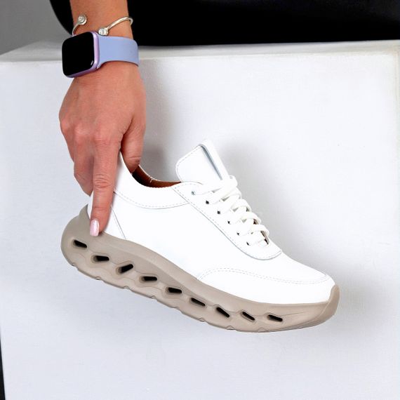 Молодежные дизайнерские белые кроссовки натуральная кожа