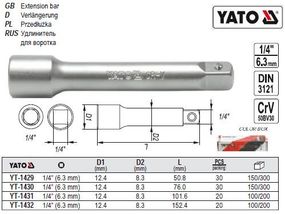 Удлинитель YATO Польша подовжувач продовжувач M=1/4"(6,3) L=102 YT-1431