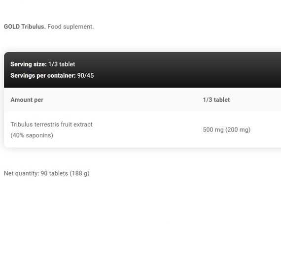 Трибулус Kevin Levrone Gold Tribilus 1500 mg 90 Tabs | Зображення 1