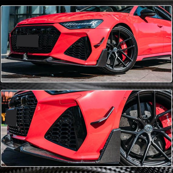 Накладка на передний бампер Lip V2 (для RS7, сухой карбон) для Ауди A7 2018- гг | Зображення 3