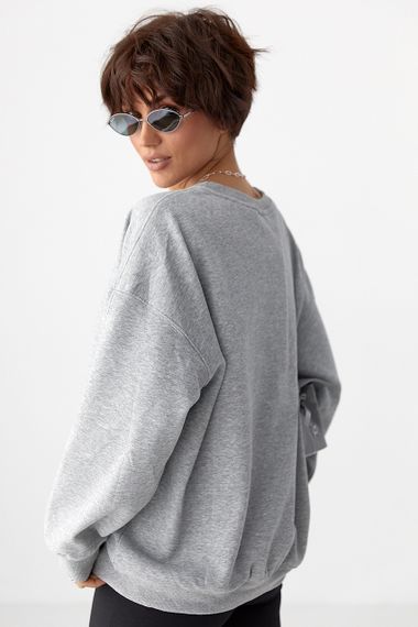 Однотонний світшот з плюшевим начісом - сірий цвет, ONE SIZE (є розміри) | Зображення 1