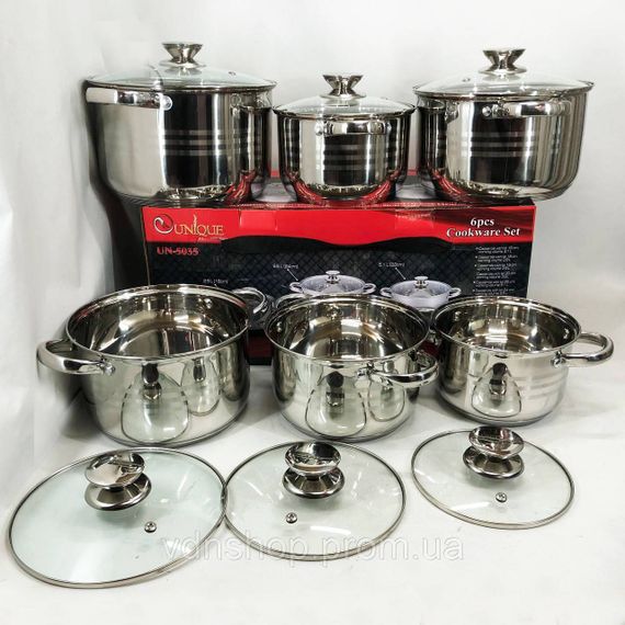 Набір каструль з антипригарним покриттям UNIQUE, Набір каструль якісних з кришками KN-73 | Зображення 3