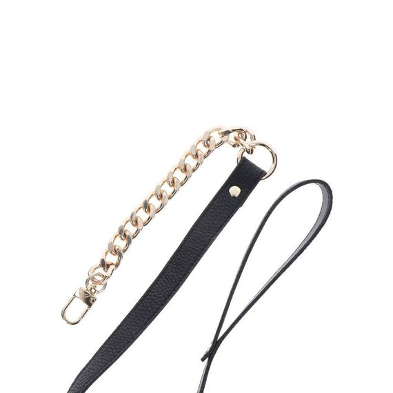 Поводок цепь с петлей из искусственной кожи Statement Leash золотистый, 75 см sexstyle | Зображення 6