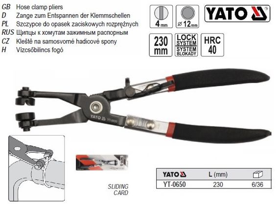 Щипцы для распорных зажимных хомутов диаметр 12мм Польша YATO YT-0650 | Зображення 3