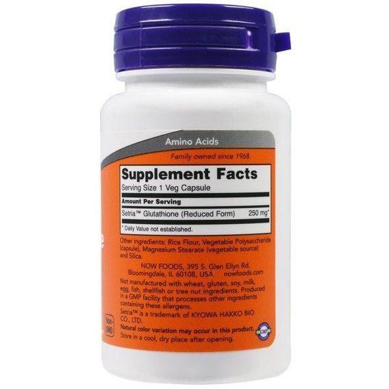 Глутатіон NOW Foods Glutathione 250 mg 60 Veg Caps | Зображення 1