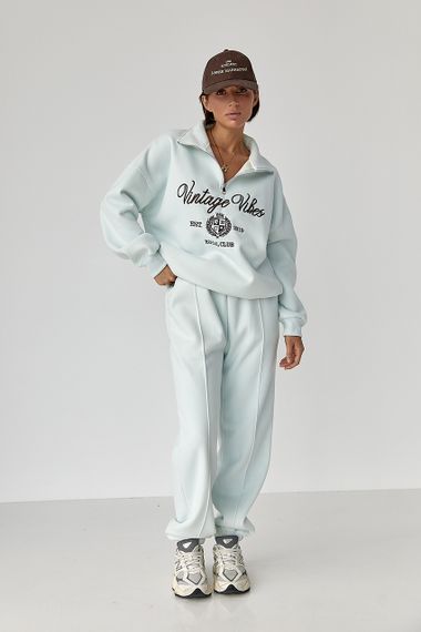 Утеплений спортивний костюм зі світшотом та джогерами - бірюзовий цвет, L (є розміри) | Зображення 4